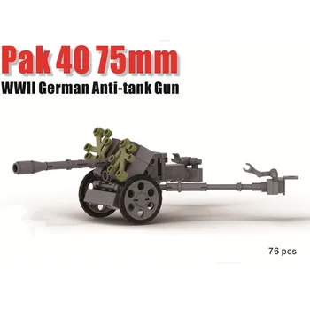 Военные блоки Moc времен Второй мировой войны, Немецкая противотанковая пушка Pak40, Собранные строительные блоки, игрушка для мальчика-минифигурка