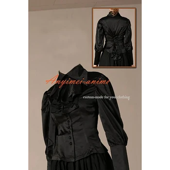 изготовленная на заказ лолита в стиле готический панк, черная атласная рубашка, пальто, куртка, костюм для косплея tv/cd[ck994]