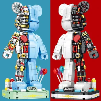 Новая серия Violent Bear 3D half Cyborg Собирает строительные блоки, кирпичи, дизайнерскую коллекцию игрушек, Набор медвежьих кирпичей, подарок для детей